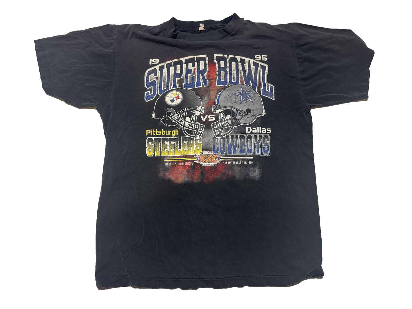 Dallas Cowboys Pittsburgh Steelers Super Bowl XXX Vintage 1996 Shirt Size Large