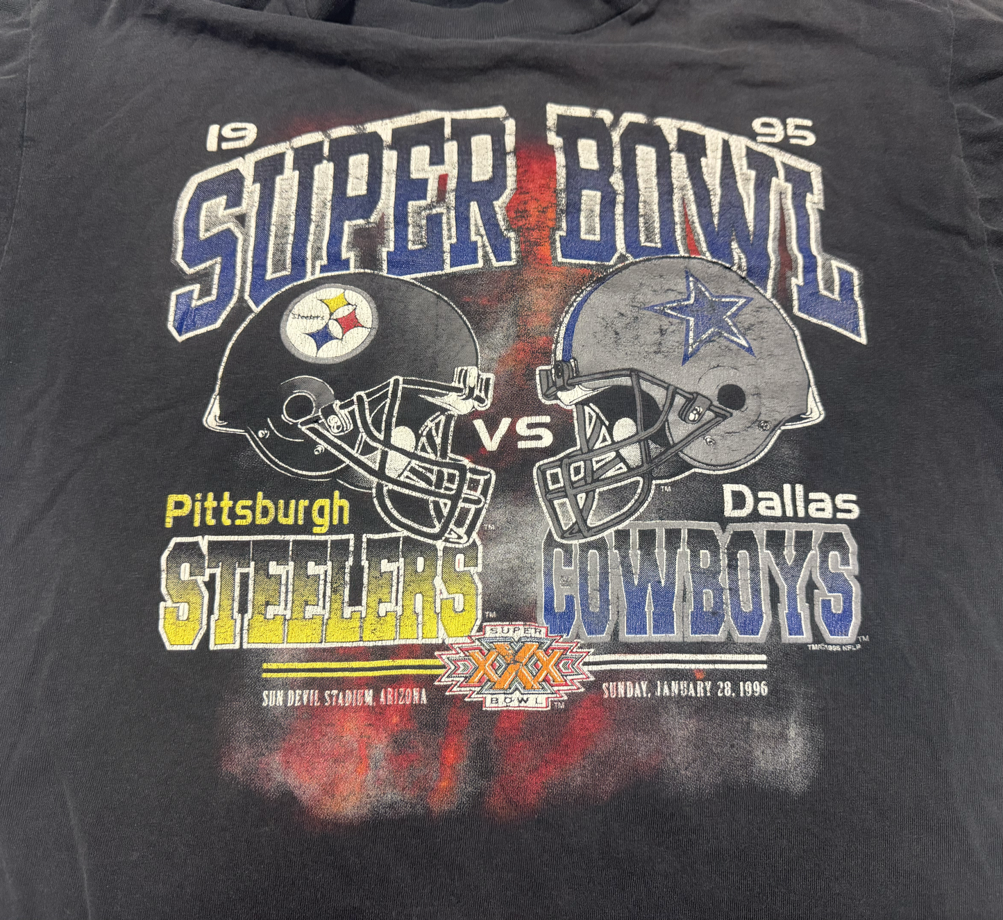 Dallas Cowboys Pittsburgh Steelers Super Bowl XXX Vintage 1996 Shirt Size Large