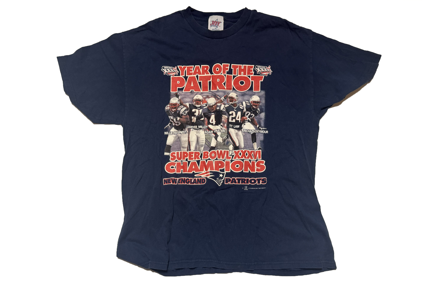 New England Patriots Year of the Patriot 2002 Super Bowl Champions Shirt Size XL